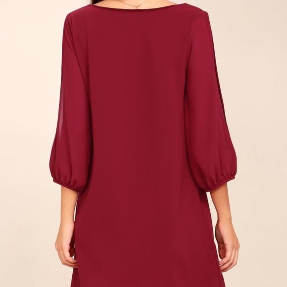 LULUS Shifting Dears Wine Red Long Sleeve Dress - Picture 4 of 8
